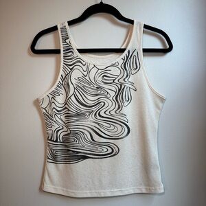 Shein Sheer Ribbed Tank Ivory Women's Large (A1001)